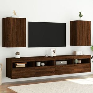 vidaXL Comodă TV de perete, 2 buc., stejar maro, 40, 5x30x60 cm, lemn imagine