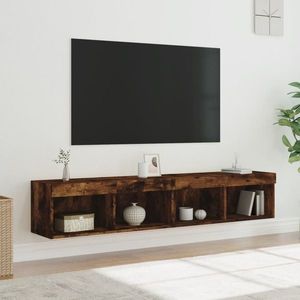 vidaXL Comode TV cu lumini LED, stejar fumuriu, 80x30x30 cm imagine