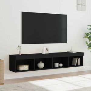 vidaXL Comode TV cu lumini LED, 2 buc., negru, 60x30x30 cm imagine