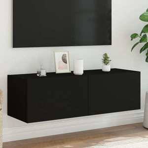 vidaXL Comodă TV de perete cu lumini LED, negru, 100x35x31 cm imagine