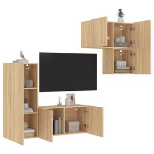 vidaXL Unități TV de perete, 4 piese, stejar sonoma, lemn prelucrat imagine