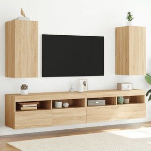 vidaXL Comodă TV de perete cu LED, 2 buc. stejar sonoma, 30, 5x35x70 cm imagine