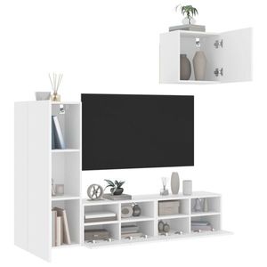vidaXL Unități TV de perete, 4 piese, alb, lemn prelucrat imagine