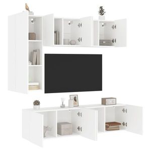 vidaXL Unități TV de perete, 5 piese, alb, lemn prelucrat imagine