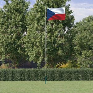 vidaXL Steag Cehia și stâlp din aluminiu, 6, 23 m imagine