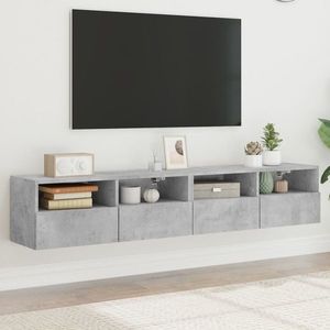 vidaXL Comode TV de perete, 2 buc., gri beton, 80x30x30 cm, lemn imagine