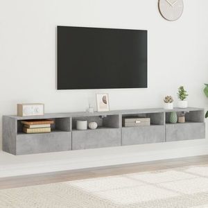 vidaXL Comode TV de perete, 2 buc., gri beton, 100x30x30 cm, lemn imagine