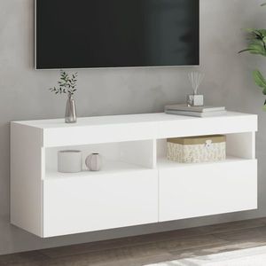vidaXL Comodă TV de perete cu lumini LED, alb, 100x30x40 cm imagine