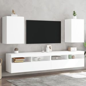 vidaXL Comode TV de perete, 2 buc., alb, 40, 5x30x60 cm, lemn prelucrat imagine