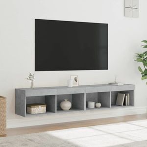 vidaXL Comode TV cu lumini LED, 2 buc., gri beton, 80x30x30 cm imagine