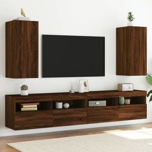 vidaXL Comodă TV de perete cu LED, 2 buc. stejar maro, 30, 5x35x70 cm imagine
