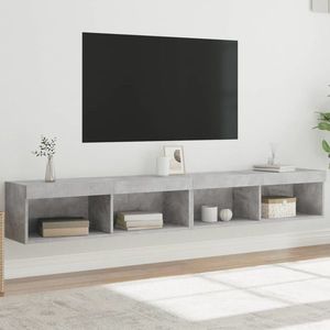 vidaXL Comode TV cu lumini LED, 2 buc., gri beton, 100x30x30 cm imagine