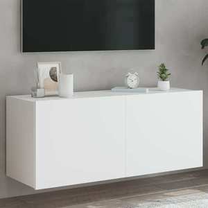 vidaXL Comodă TV de perete cu lumini LED, alb, 100x35x41 cm imagine