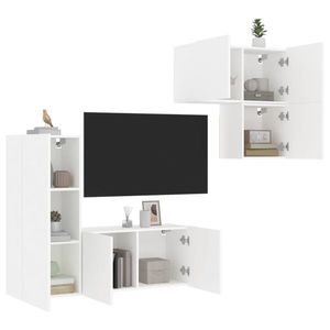 vidaXL Unități TV de perete, 4 piese, alb, lemn prelucrat imagine