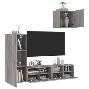 vidaXL Unități TV de perete, 4 piese, gri sonoma, lemn prelucrat imagine