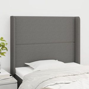 vidaXL Tăblie de pat cu aripioare gri închis 83x16x118/128 cm textil imagine