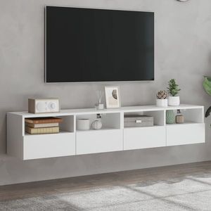 vidaXL Comode TV de perete, 2 buc., alb, 80x30x30 cm, lemn prelucrat imagine