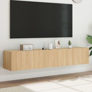 vidaXL Comodă TV de perete cu LED, 2 buc. stejar sonoma, 80x35x31 cm imagine