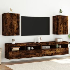 vidaXL Comodă TV de perete 2 buc., stejar fumuriu, 40, 5x30x60 cm, lemn imagine