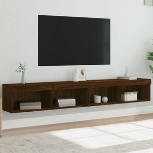 vidaXL Comode TV cu lumini LED, 2 buc., stejar maro, 100x30x30 cm imagine
