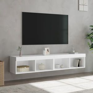 vidaXL Comode TV cu lumini LED, 2 buc., alb, 60x30x30 cm imagine