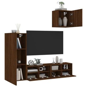 vidaXL Unități TV de perete, 4 piese, stejar maro, lemn prelucrat imagine