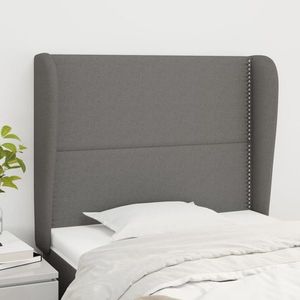 vidaXL Tăblie de pat cu aripioare gri închis 83x23x118/128 cm textil imagine