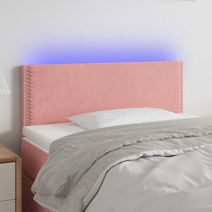 vidaXL Tăblie de pat cu LED, roz, 90x5x78/88 cm, catifea imagine