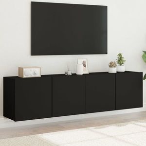 vidaXL Comodă TV de perete, 2 buc. negru, 80x30x41 cm imagine