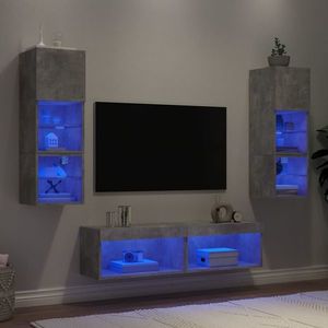 vidaXL Unități TV de perete cu LED-uri 6 piese gri beton lemn compozit imagine