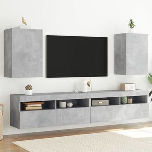 vidaXL Comode TV de perete, 2 buc. gri beton, 40, 5x30x60 cm, lemn imagine