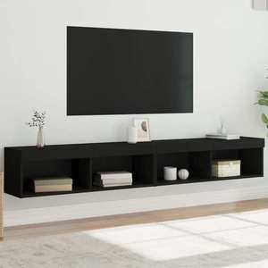 vidaXL Comode TV cu lumini LED, 2 buc., negru, 100x30x30 cm imagine
