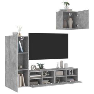 vidaXL Unități TV de perete, 4 piese, gri beton, lemn prelucrat imagine