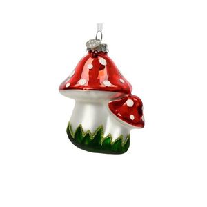 Glob Mushroom, Decoris, H7.5 cm, sticla, rosu/verde imagine