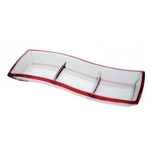 Platou rectangular compartimentat Walther Glass Cherry Red 41 cm imagine