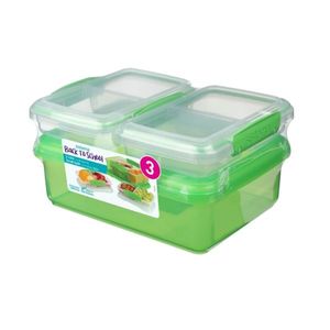 Pachet 3 cutii depozitare alimente plastic verde Sistema Back To School 2L + 2 x 350 ml imagine