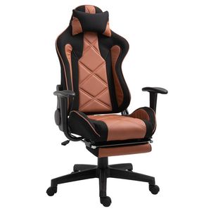 Vinsetto scaun rotativ si ajustabil pentru birou, negru si maro | Aosom Ro imagine