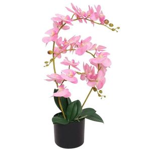 vidaXL Plantă artificială orhidee cu ghiveci, 65 cm, roz imagine