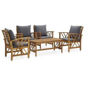 vidaXL Set mobilier de grădină cu perne, 5 piese, lemn masiv de acacia imagine