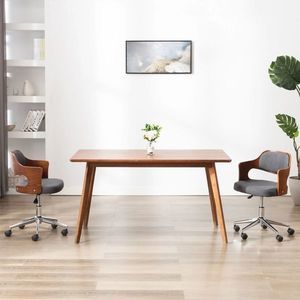 vidaXL Scaun de birou pivotant, gri, lemn curbat și material textil imagine