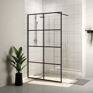 vidaXL Paravan de duș walk-in negru 100x195 cm sticlă ESG transparentă imagine