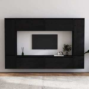 vidaXL Comode TV, 8 buc., negru, lemn masiv de pin imagine