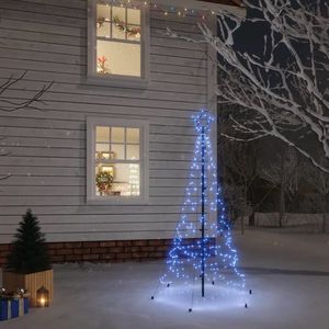 vidaXL Brad de Crăciun cu țăruș, 200 LED-uri, albastru, 180 cm imagine