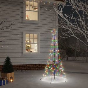 vidaXL Brad de Crăciun cu țăruș, 200 LED-uri, multicolor, 180 cm imagine