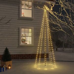 vidaXL Brad de Crăciun, 310 LED-uri, alb cald, 300 cm, cu țăruș imagine