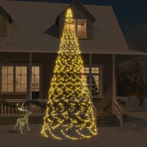 vidaXL Brad de Crăciun pe catarg, 1400 LED-uri, alb cald, 500 cm imagine