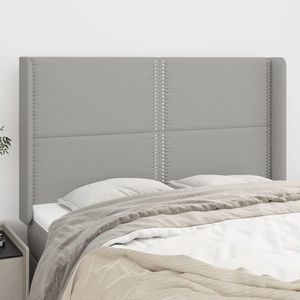 vidaXL Tăblie de pat cu aripioare gri deschis 147x16x118/128 cm textil imagine