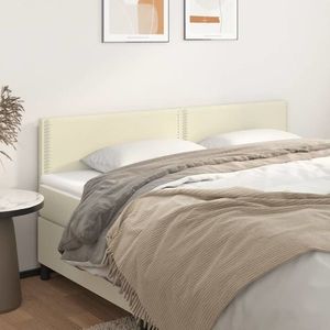vidaXL Tăblii de pat, 2 buc, crem, 90x5x78/88 cm, piele ecologică imagine