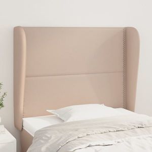 vidaXL Tăblie pat cu aripioare cappuccino 103x23x118/128 cm piele eco imagine