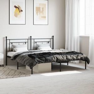 vidaXL Cadru de pat metalic cu tăblie, negru, 180x200 cm imagine